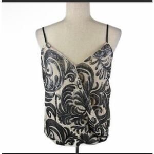 1. State Women Sleveless Sequin Swirl design Cami Top Sz. XS Beige & Silver